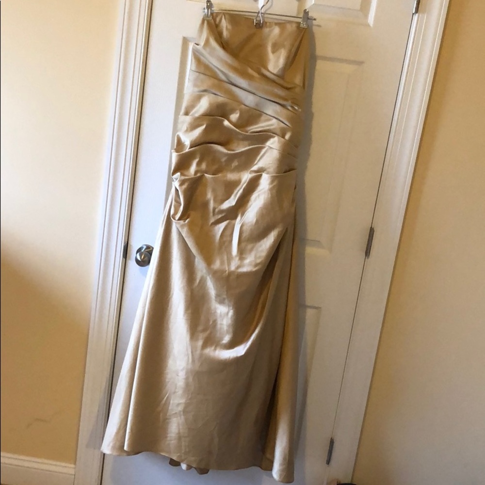 Gold strapless special occasion dress